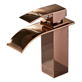 Torneira Cascata Banheiro Lavabo Monocomando Rose Gold Luxo