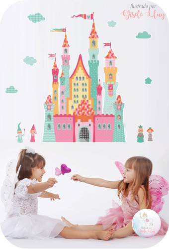 Vinilo Decorativo Infantil Castillo De Princesas Montessori
