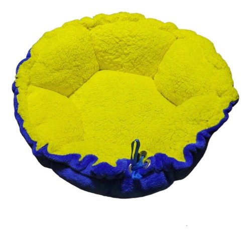 Cama Flor Antiestrés Mediana Para Mascota Perro & Gato Color Azulreyamarillo