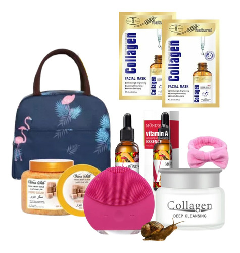 Crema Colágeno Máquina Crema Exfoliante Cintillo Bolso Set