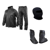 Kit Capa Chuva Delta Polaina Toca Capuz Ninja Frio Preta