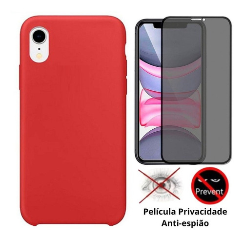 Capa Capinha + Película Privacidade 3d Compatível iPhone XR