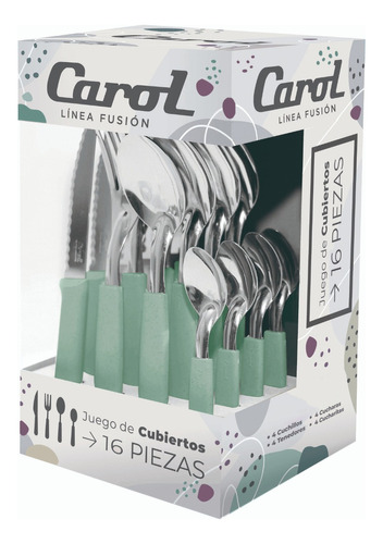 Set Juego Cubiertos 16 Piezas Fusion En Caja Regalo Carol