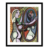 Cuadro Mujer Frente Al Espejo Picasso 63x75 Marco Negro