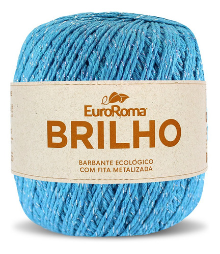 Barbante Brilho Prata 400g N°6 4/6 Fios 406m Euroroma Cor Azul Piscina