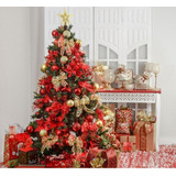 Kit Árvore De Natal Pinheiro Luxo 1,50m C/60 Enfeites Lindos