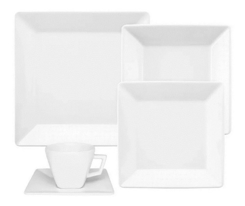 Set Vajilla Completa Cuadrada Porcelana Blanco Oxford X42 Pz