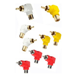 Kit 9 Adaptadores Rca 90 Graus Amarelo Branco E Vermelho 