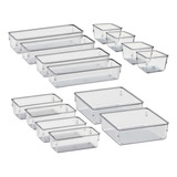 Kit 14 Organizador Multiuso Modular Gavetas Acrílico Cristal