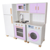 Cozinha Infantil Lilás Com Geladeira E Máquina De Lavar