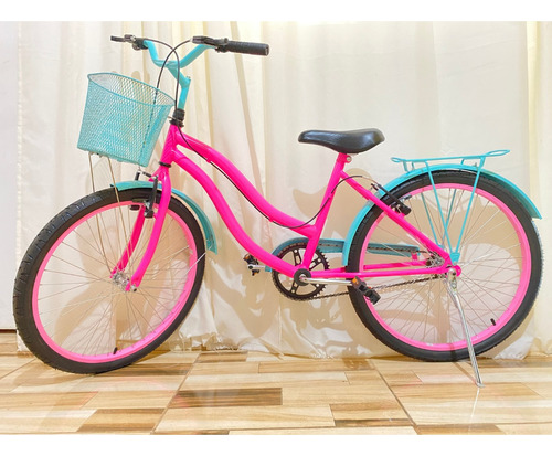 Bicicleta Aro 24 Bike Rosa Retrô Infantil Semi Nova Ciclismo