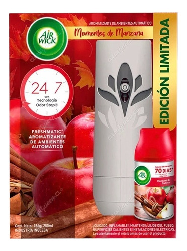  Air Wick Aparato Ambientador Dispensador +1 Recarga Manzana