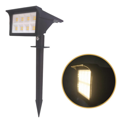 Luminária Solar Jardim Espeto Forte 30w Led Luz Amarela