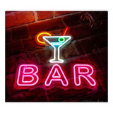 Letrero Led Neon Coctel Bar Copa Alto 63cm Luminoso