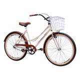 Bicicleta Aro 26 Retro Feminina Com 6 Marchas Cesta Compras Cor Marrom