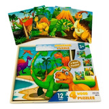 Caja 4 Puzzle Rompecabeza Dinosaurios Madera 20x20cm