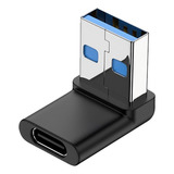 Cople Adaptador Usb-c Hembra A Usb-a Macho Codo 90° Vertical Color Negro