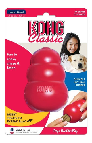 Juguete Para Perros Kong Classic L- Rellenable Razas 