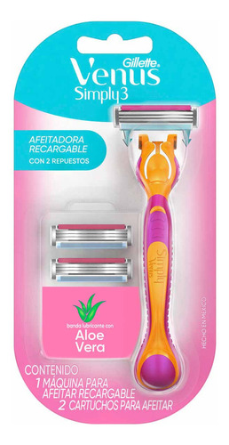 Rastrillo De Afeitar Recargable Gillette Venus Simply3 + 2 Repuestos De Afeitar