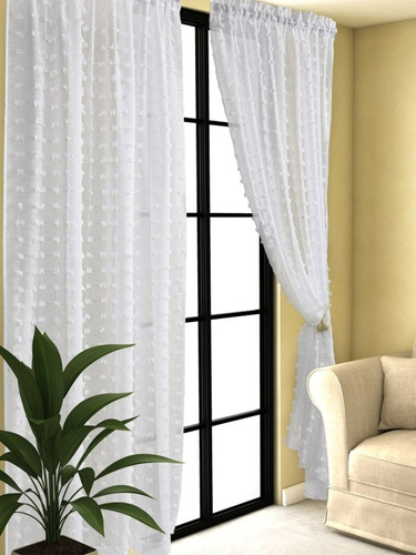 Juego Cortinas Bordadas Lidia Fina Gasa De Lino Premium