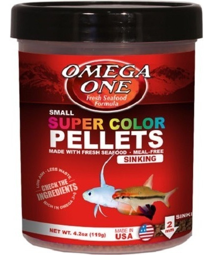 Omega One Super Color Pellets Small Sinking 119g Alimento Para Peces Granulos Pequeños 2mm De Lento Hundimiento A Base De Salmon Arenque Y Camaron Rico En Omega 3 Y 6 Realce Colores