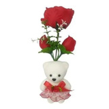 Regalo San Valentín Oso Con Flores Rosas Adorno Dia Del Amor