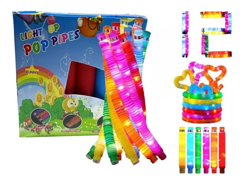 10 Tubos Tubo Pop Its Con Luces Led Juego Diversion 