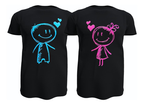 Pack 2 Poleras Parejas, Niños Enamorados, 100% Algodon