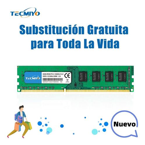 Memoria Ram Tecmiyo 8gb Ddr3 1333 Udimm Pc3-10600u Desktop