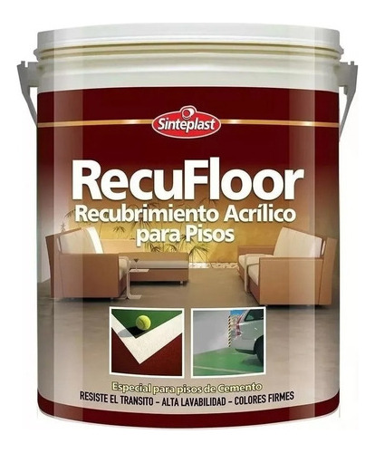 Recufloor Recubrimiento Acrilico Piso 20 Lts Sinteplast - Mm