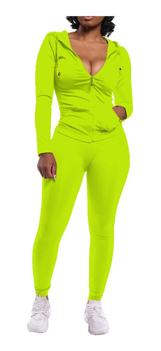 Conjunto De Traje Deportivo De 2 Piezas Para Mujer, Color Li