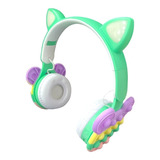 Auriciular Bluetooth Inalambrico Orejas De Gato C/luz Pop It