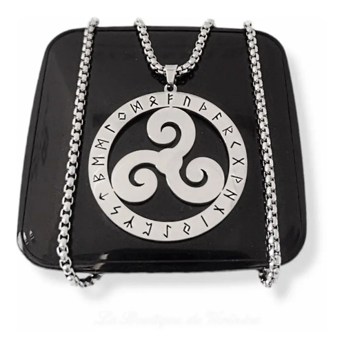 Collar Triskel Trisquel Runas Vikingas Acero Inoxidable