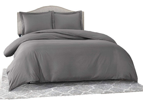 Combo Duvet + Plumon + Fundas Cama Doble Gris Sateen