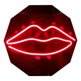 Cartel Labios 40x20 Cm En Neón Led / Deco  / Figuras / Hogar