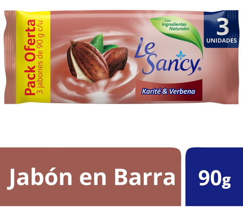Pack Jabón En Barra Le Sancy Karité Y Verbena 3 Un De 90 G