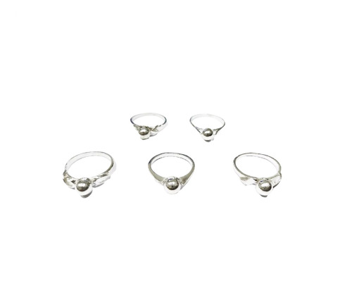 Combo Pack Mayorista 10 Anillos Con Bola De Plata 925