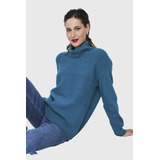 Sweater Cuello Beatle Acanalado Azul Petróleo Nicopoly