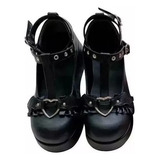 Zapatos Zmshop Lolita Shoes De Encaje Oscuro Con Plataforma,