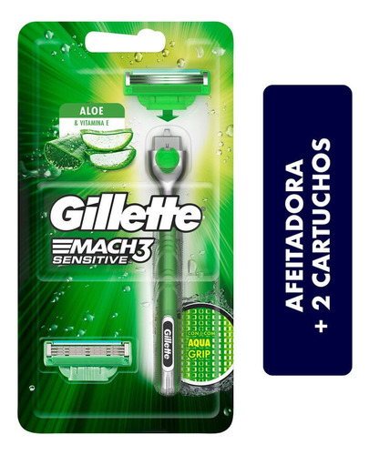 Maquina Mach 3 Sensitive Gillette + Repuesto X 2und