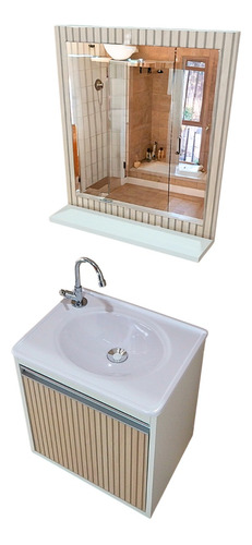 Conjunto De Banheiro Compacto Com Cuba Gabinete E Espelho
