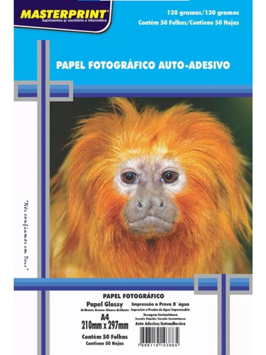 Papel Fotográfico Adesivo A4 Glossy 130g 50 Fls Masterprint