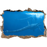 Vinilos Efecto 3d Hueco Pared Dinosaurios Marinos 1.50m X 1m