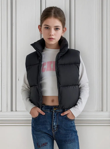 Chaleco Corto Para Niños, Chaqueta Ligera Informal Cálida