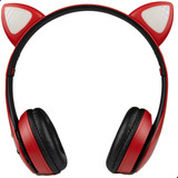 Fone De Ouvido Gatinho Gato S/ Fio Bluetooth Headphone Cor Vermelho