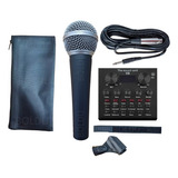 Microfono Profesional Sm58 + Tarjeta De Sonido V8