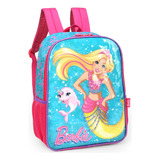 Mochila Costas Escolar Infantil Barbie Sereia