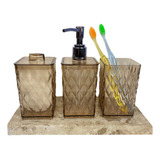 Kit Lavabo Bandeja De Marmore Luxo Jogo Banheiro Saboneteira