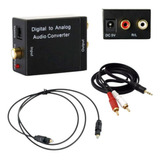 Kit Conversor Áudio Digital P/ Analógico Cabo Óptico Rca P2