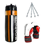 Bolsa De Boxeo 1,20 + Relleno + Cadenas + Guantes 12oz